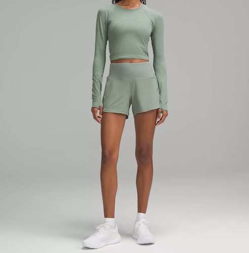 NEU Lululemon Speed Up hoch geschnitten gefütterte Shorts 4" grau Eukalyptus Größe 6-8-10-12 - Bild 3 von 7
