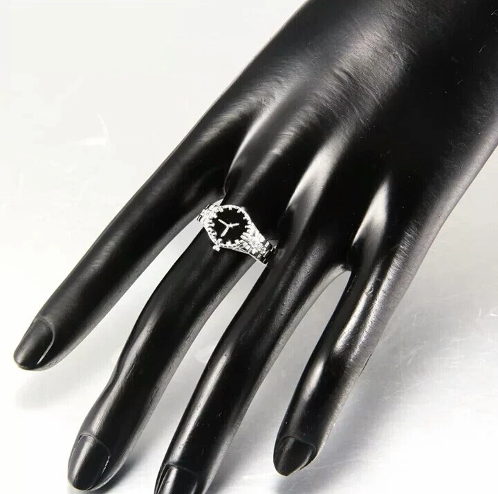 Uhrenring versilbert / Women's ring clock watch silver plated - Bild 2 von 4