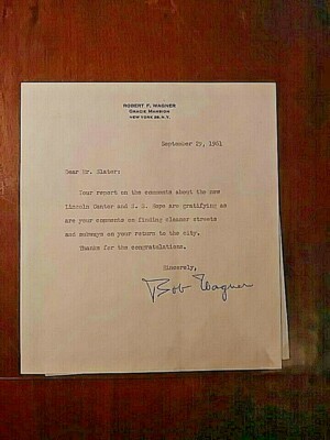 Robert Bob Wagner Signed ALS Letter 1961 Senator New York autograph