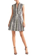 Halston Heritage Dress Size 6 Notch Collar Fit & Flare Black White NEW