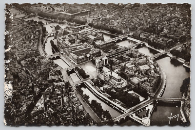 Postcard La Seine et l'il de la Cite France Aerial View 4x6 