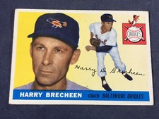 E4-68 BASEBALL CARD - HARRY BRECHEEN BALTIMORE ORIOLES - 1955 TOPPS - CARD #113