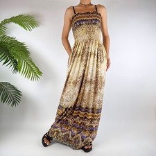 Vintage Y2K Tan Fairy Grunge Metallic Mermaidcore Maxi Boho Maxi Dress / Sz: S/M