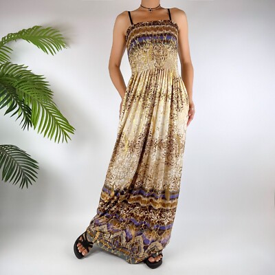 Vintage Y2K Tan Fairy Grunge Metallic Mermaidcore Maxi Boho Maxi Dress / Sz: S/M | eBay Vintage Y2K Tan Fairy Grunge Metallic Mermaidcore Maxi Boho Maxi Dress / Sz: S/M | eBay