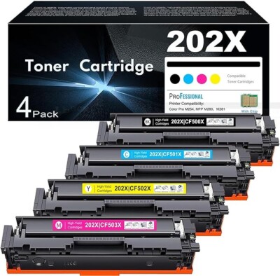 Compatible HP 202X Toner Cartridge Set (4-Pack) for MFP M281fdw M254dw M281fdn