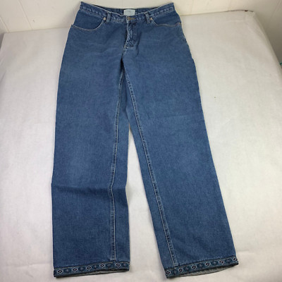 Vintage Northern Reflections Women Size 13/14 31x31 Denim Blue Jeans Floral Cuff