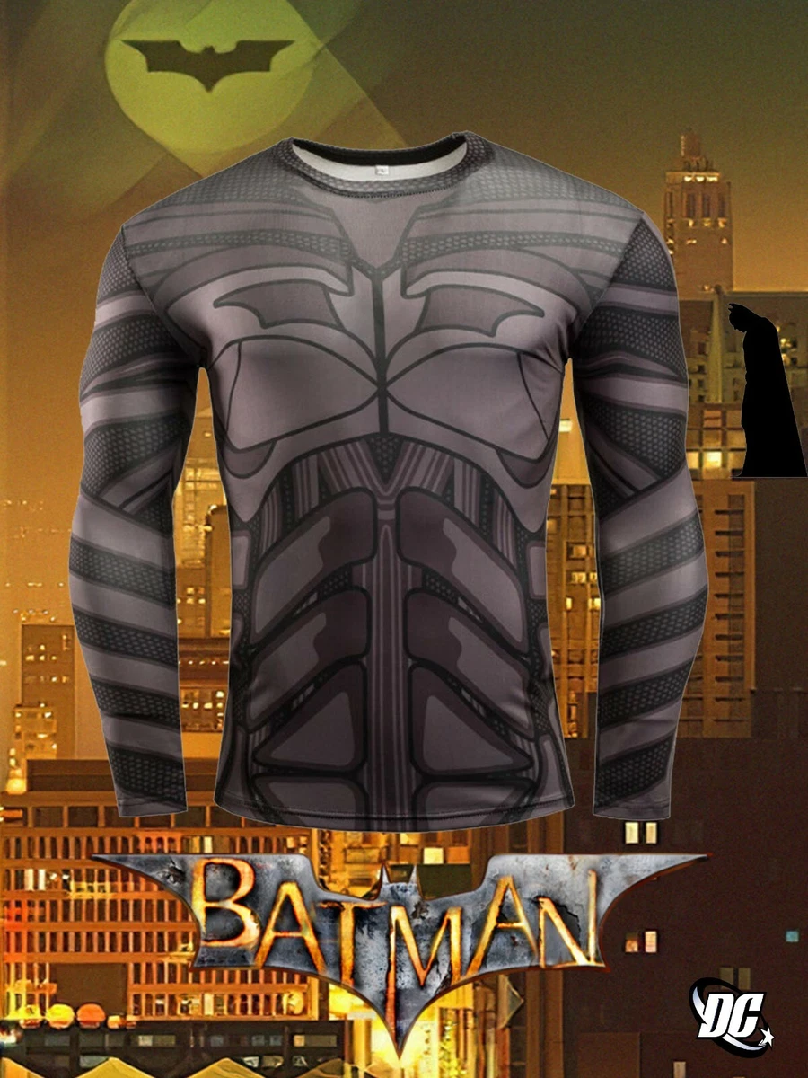 NEW! BATMAN MEN'S LONG SLEEVE COMPRESSION SHIRT SIZES (US M-XL