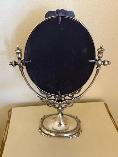 Italian Die-Cast Brass Table Mirror in Silver Finish & Swing Design Foto 3 de 4