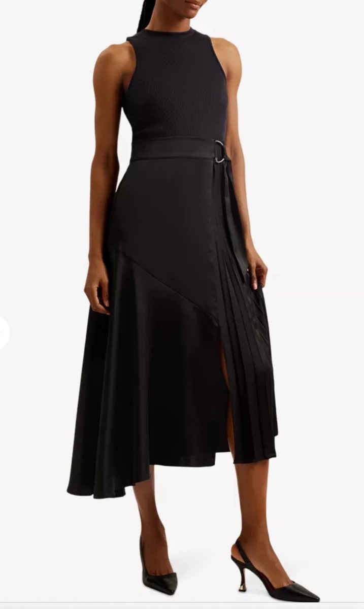 Ted Baker Wiiloww belted-waist asymmetric-hem stretch-jersey Maxi Dress Size 1