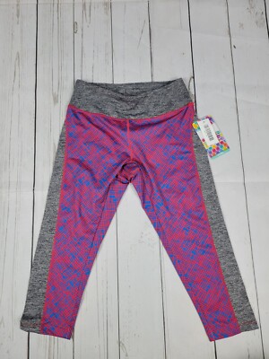 LuLaRoe Jade Capri Athletic Leggings NWT, Size XS [Geometric Gray Red Blue]