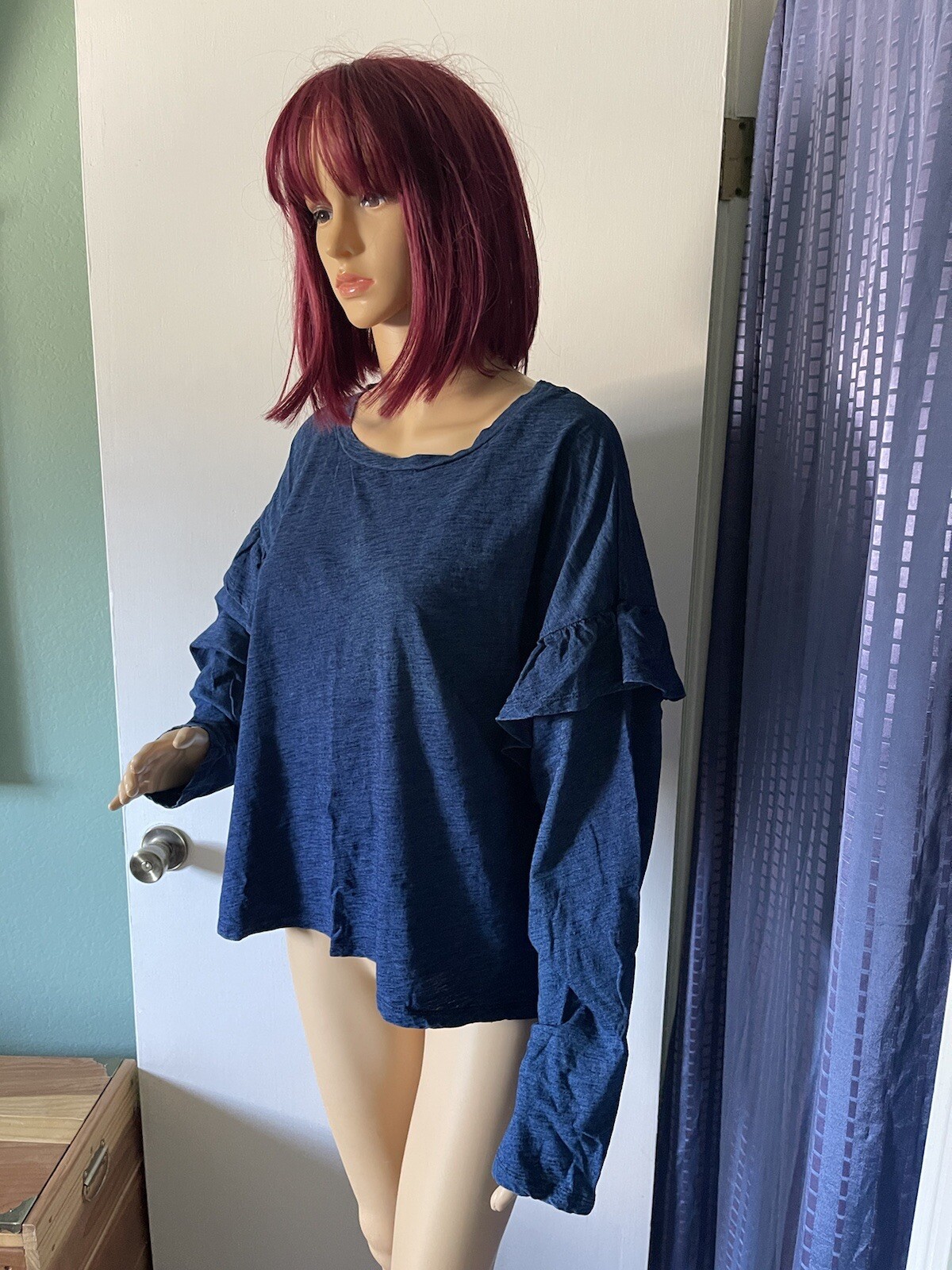 Universal Thread Blue Denim Looking Long Sleeve R… - image 2