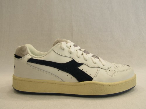 DIADORA MI BASKET LOW USED sneakers uomo in pelle bianca con inserti blu  C5161 | eBay