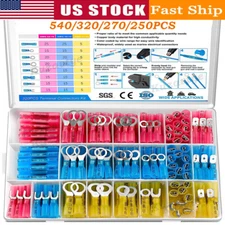 640Pcs Heat Shrink Crimp Connectors Kit Insulated Spade Terminals for Automotive