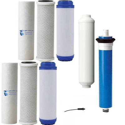 COMPLETE 5 STAGE REVERSE OSMOSIS FILTERS 2 SETS,  INLINE CARB 1 100 GPD MEMBRANE