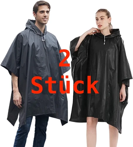 2 x Regenponcho Fahrrad, Regencape, Regenjacke,  Poncho wasserdicht, Regenschutz