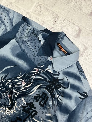 Vintage Japanese Style Dragon Button-Up Shirt Y2k Men’s Size L - Picture 4 of 8