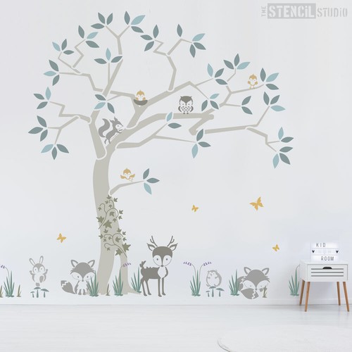 Woodland Tree & Animals Stencil Set - Decorate your Nursery with Stencils -10901 - Picture 2 of 9