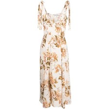 New Reformation Nadira Bella Midi Dress Yellow Floral Slit Sleeveless Sz 12