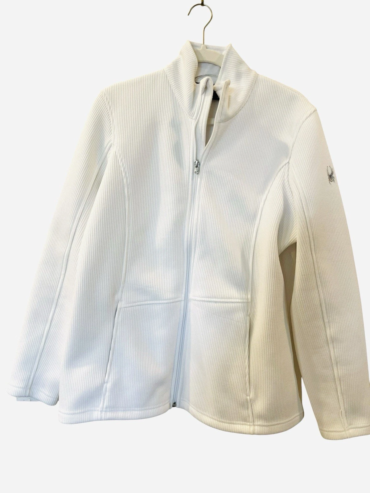 Spyder Women’s White Endure Full Zip Jacket knit Fleece silver spider Size: XL