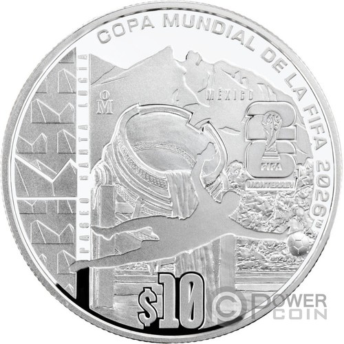 FIFA WORLD CUP 26 Monterrey Silver Coin 10 Pesos Mexico 2026