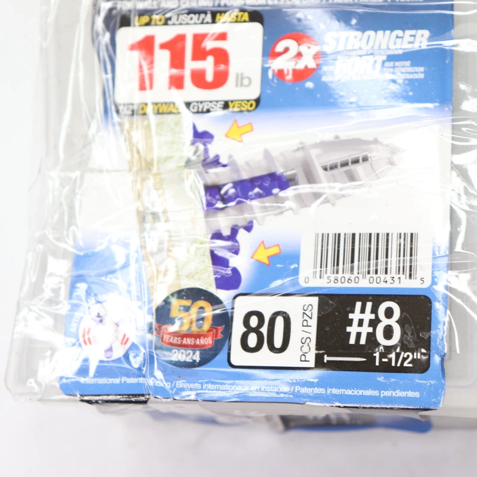 (80-Pk) Cobra #8 полый настенный самосверлящийся анкер с винтом 1,72 дюйма 072PT - Изображение 3 из 4