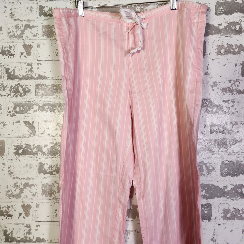 Ralph Lauren Womens Pajama Pants Pink White Stripe Cotton Size XL Casual Comfort - Image 3 of 4
