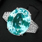 Bluish Green Paraiba Tourmaline Oval 6.45Ct 925 Sterling Silver Handmade Rings