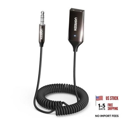 Aux to Bluetooth 6.0 Adapter 3.5mm Bluetooth Receiver for Car USB Dark Grey