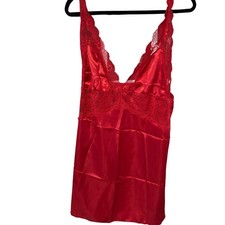 Red Satin Lace Camisole / Chemise Size Large