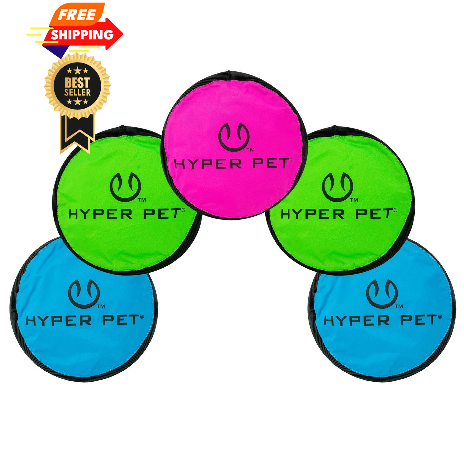 Hyper Pet Flippy Flopper 9" Flying Disc Soft Dog Toy, Pack o