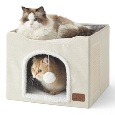 Bedsure Cat Beds for Indoor Cats - Large Cave Pet Single, Ivory