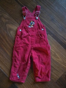 Vintage 90s Disney Store Red Corduroy Winnie The Pooh Overalls Size 12 Months