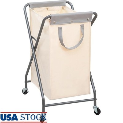 Foldable Laundry Sorter Cart Large Capacity Wheeled Hamper Durable Fabric Bag US