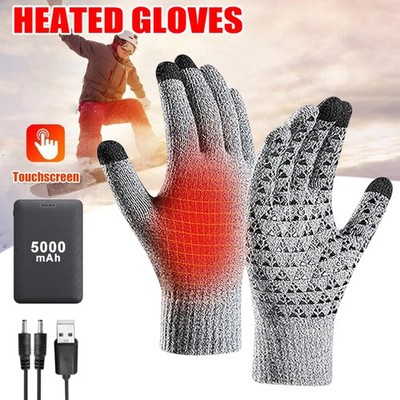 USB Beheizte Winter Handschuhe Warm Thermo Fahrrad Heizhandschuhe 5000mAh Akku