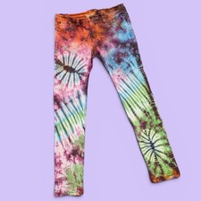 Gypsy Rose Tie Dye Skinny Jeans Womens Multicolor Spiral Boho Festival 31x29