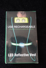 1 night time LED Reflective Vest USB Rechargeable Running Safety Vest Light Up