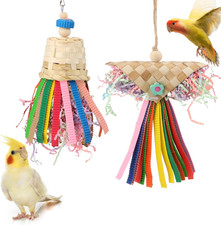 Bird Colorful Shredding Crinkles Foraging Toys Natural Sola Ball for Parrots Coc