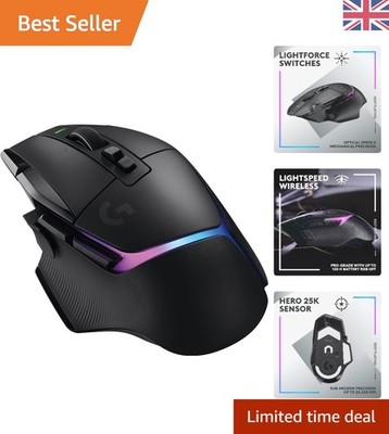 Logitech G502 X Plus Kabellose RGB Gaming Maus mit LIGHTFORCE & HERO 25K Sensor