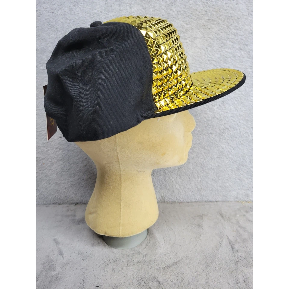 Sombrero Tachonado Dorado Fiesta Rave Negro Snapback Gorra Disfraz Juegos con disfraces Adulto Foto 2 de 4