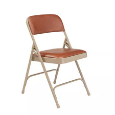Brown Vinyl Seat Stackable Folding Chair Set of 4