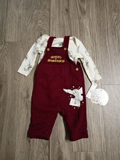 Harry Potter Baby Hedwig Burgundry Overalls Long Sleeve Shirt Set 3-6 M NWT