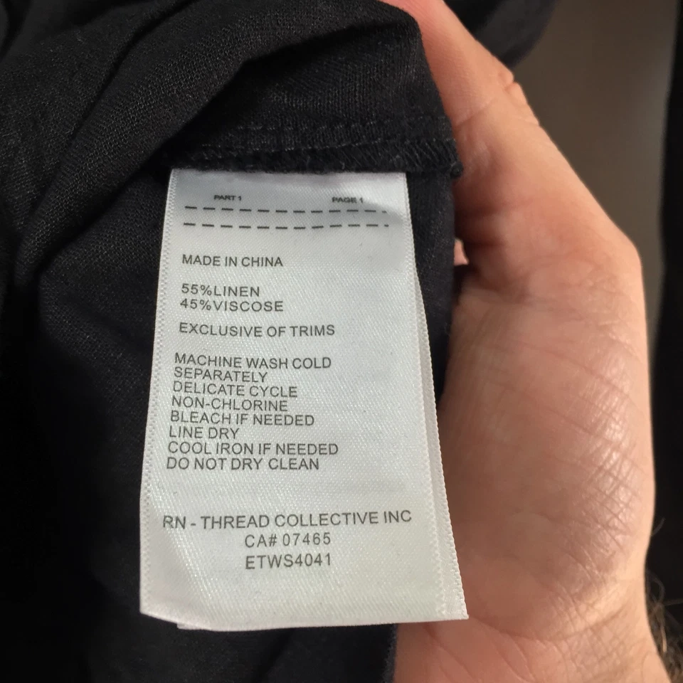 Ellen Tracy womens button up shirt size L black long sleeve collar linen 124910 — 第 4/4 张图片