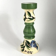 Gail Pittman Vase Ergone Green & Yellow With Grapes Tuscan Style 12” 2002