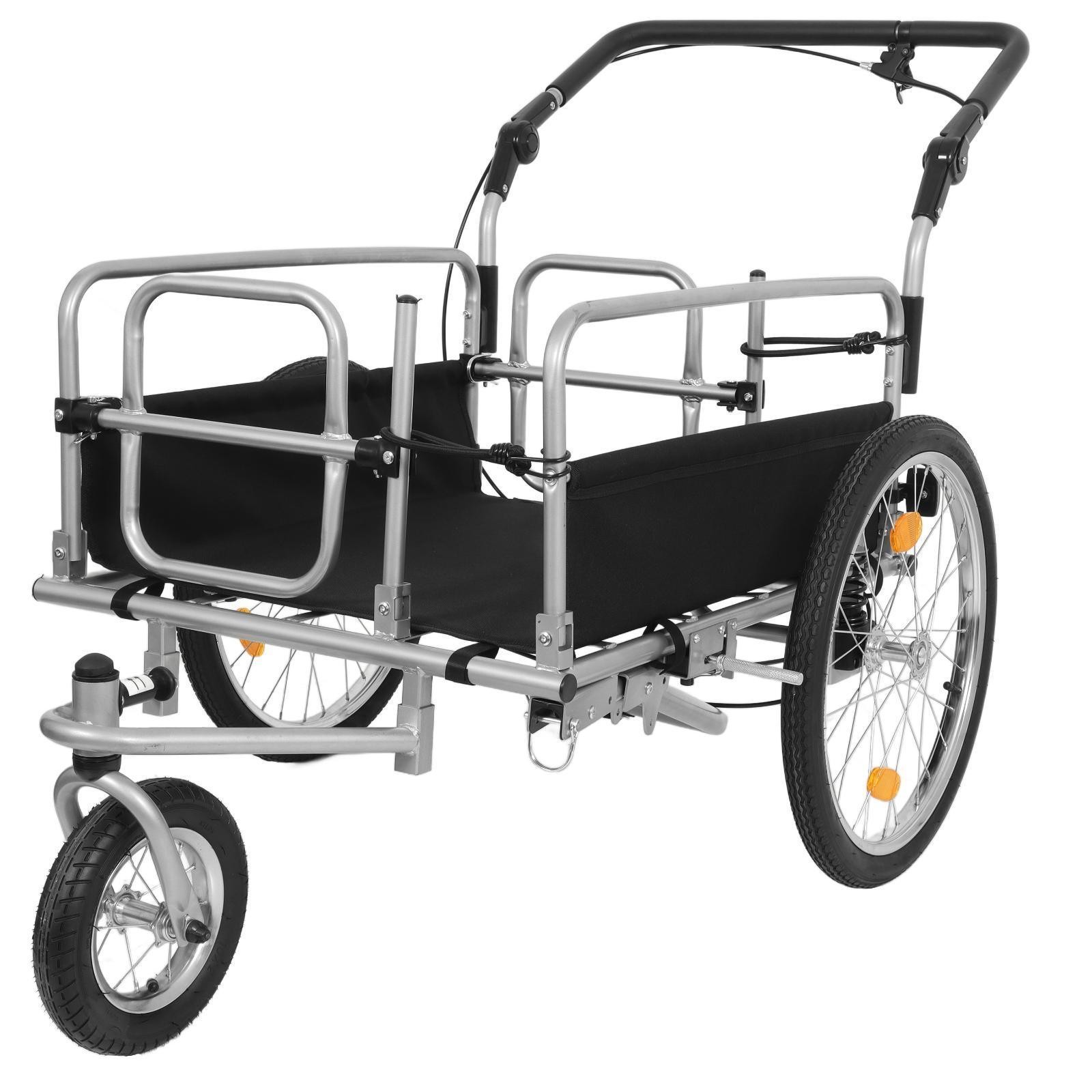 Convertible Bike Cargo Trailer: Steel Frame, Stroller & Cart