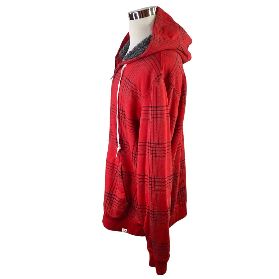 Blake Shelton X Lands End Hooded Jacket Full Zip Red Plaid XLT Tall Sherpa Lined - Image 4 of 4