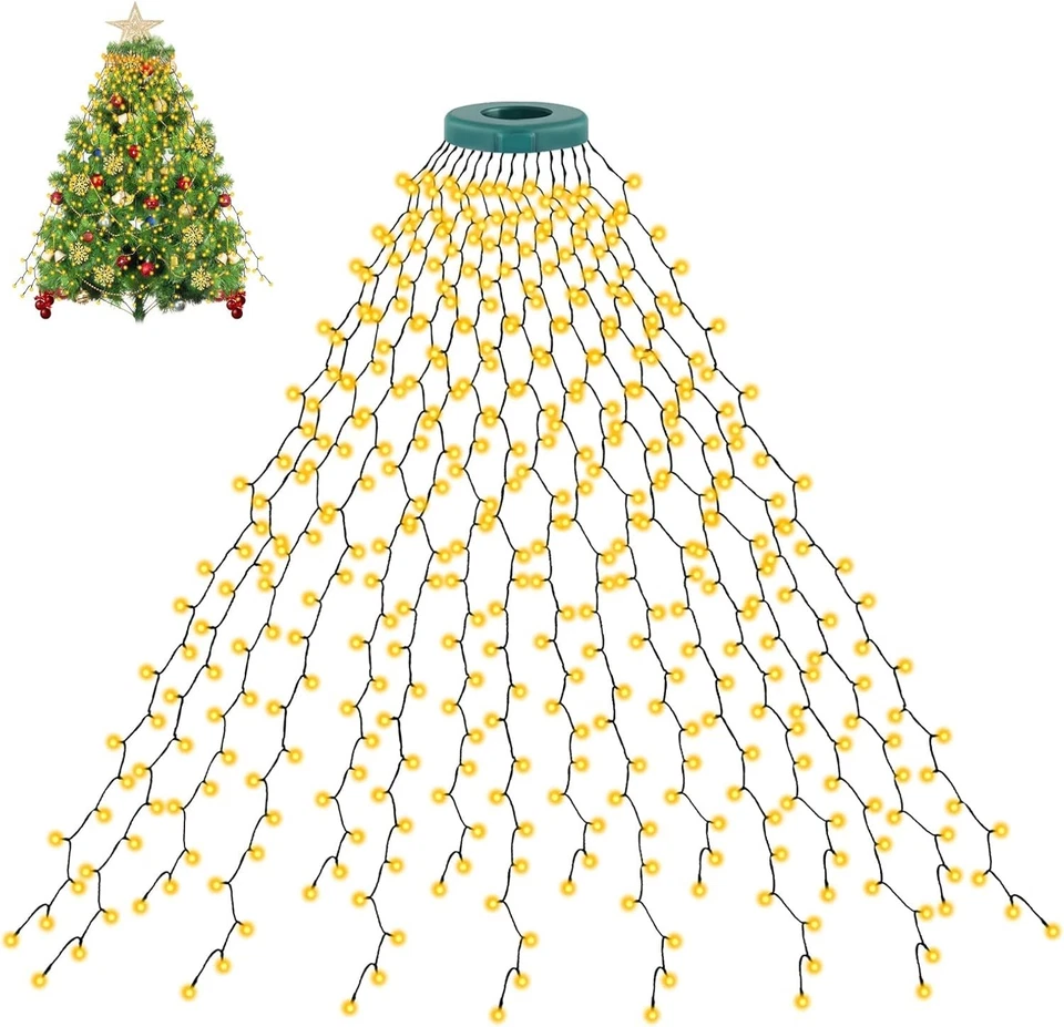 2025 Luci Natale 400LED 16 Linee 8 Modalità Timer&Impermeabile IP65 Bianco Caldo - Immagine 3 di 4