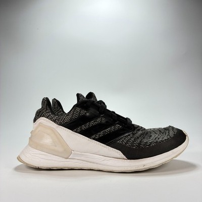 Adidas Rapidarun Knit J Black White Running Shoes Lightweight D97002 Youth Sz 4
