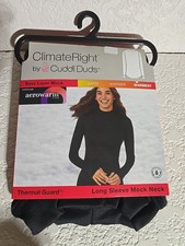 CLIMATE RIGHT BY CUDDL DUDS BASE LAYER WARMEST LS MOCK TOP BLACK SZM/M