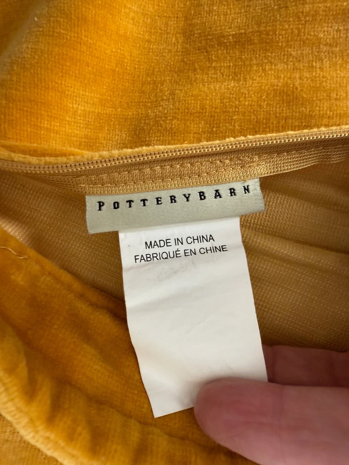 POTTERY BARN golden yellow velvet pillow cover 20" - Image 3 of 4
