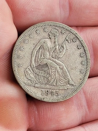 1845-O No Drapery Seated Liberty Half Dollar.